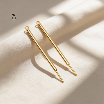 10pcs Gold/ Silver Tone Long Bar Charms , Gold/ Rhodium plated Brass Stick Pendants (GB-1279)