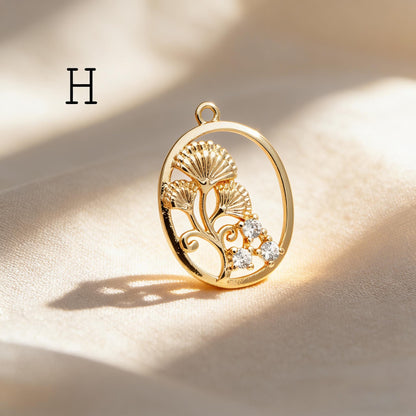 4pcs Gold/ Silver Tone Flower Leaf Charms , 18K Gold/ Rhodium plated Brass, Dainty Earring Pendants (GB-3118)