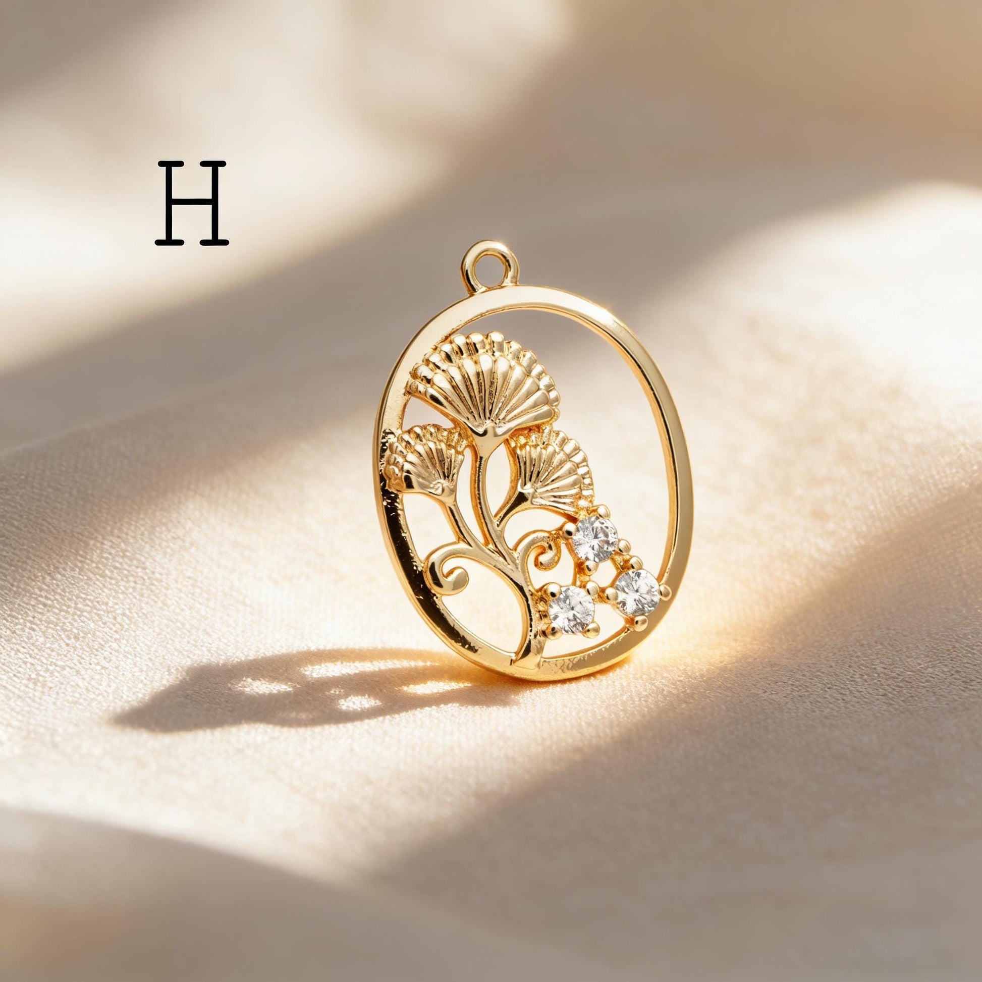 4pcs Gold/ Silver Tone Flower Leaf Charms , 18K Gold/ Rhodium plated Brass, Dainty Earring Pendants (GB-3118)