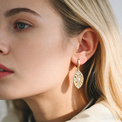 4pcs Gold/ Silver Tone Flower Leaf Charms , 18K Gold/ Rhodium plated Brass, Dainty Earring Pendants (GB-3118)