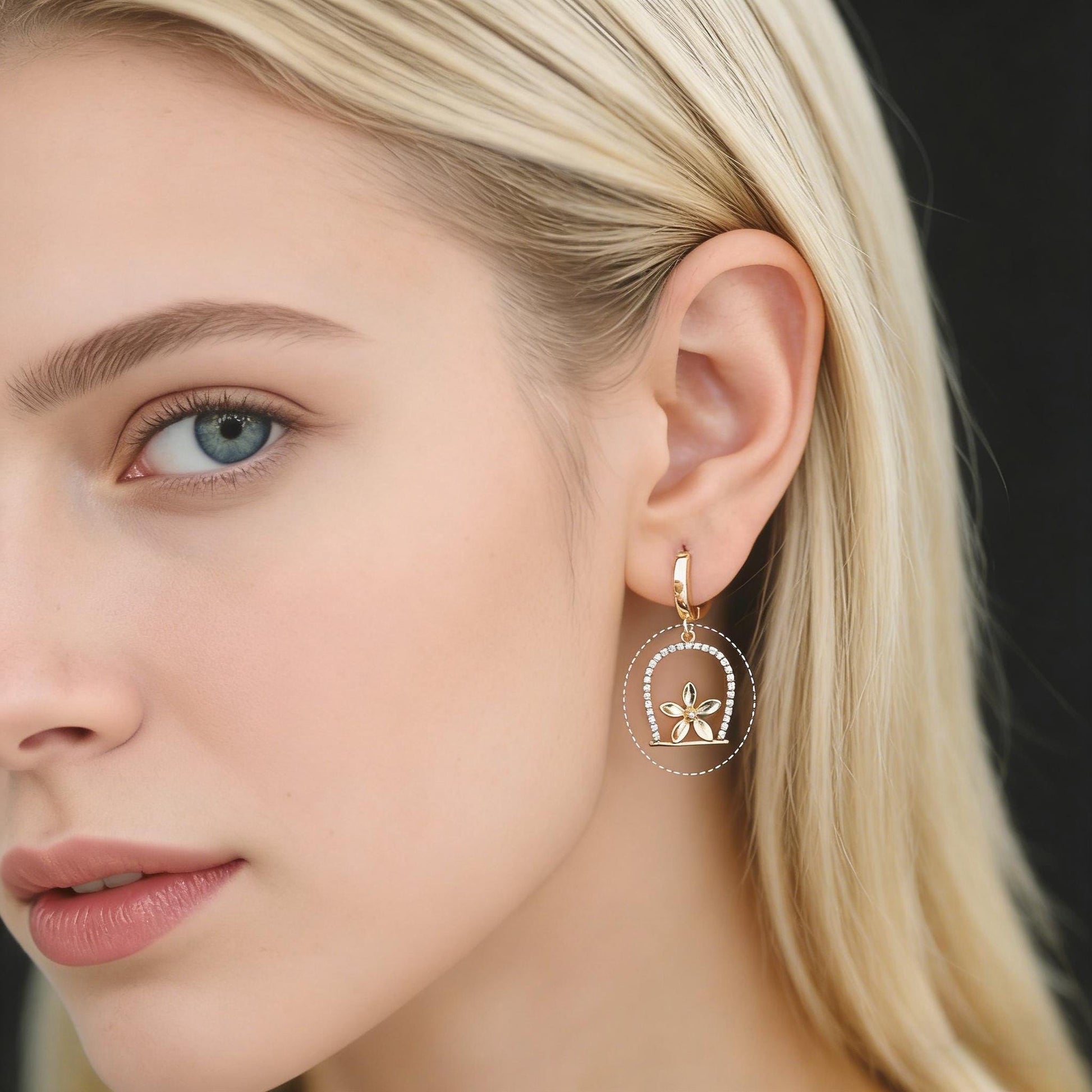 4pcs Gold/ Silver Tone Flower Leaf Charms , 18K Gold/ Rhodium plated Brass, Dainty Earring Pendants (GB-3118)