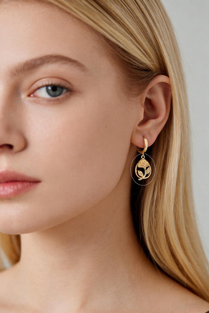 4pcs Gold/ Silver Tone Flower Leaf Charms , 18K Gold/ Rhodium plated Brass, Dainty Earring Pendants (GB-3118)