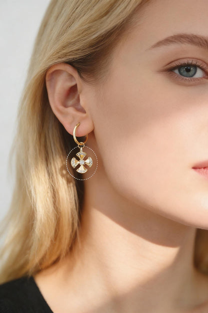 4pcs Gold/ Silver Tone Flower Leaf Charms , 18K Gold/ Rhodium plated Brass, Dainty Earring Pendants (GB-3118)