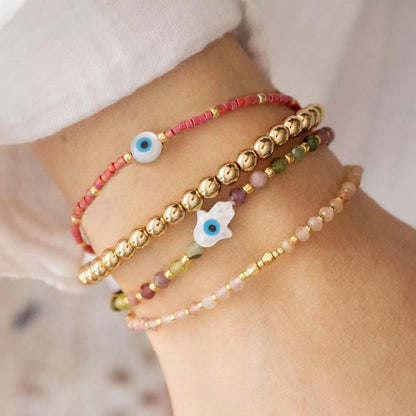 10pcs Mother of Pearl Eye Beads, White MOP Shell Evil Eyes Beads (BK-018)