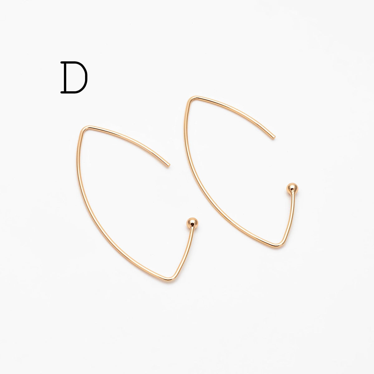 10pcs Gold/ Silver/ Rose Gold Brass Ear Hooks, Simple Earwires Earring Components (GB-947)