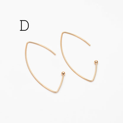 10pcs Gold/ Silver/ Rose Gold Brass Ear Hooks, Simple Earwires Earring Components (GB-947)