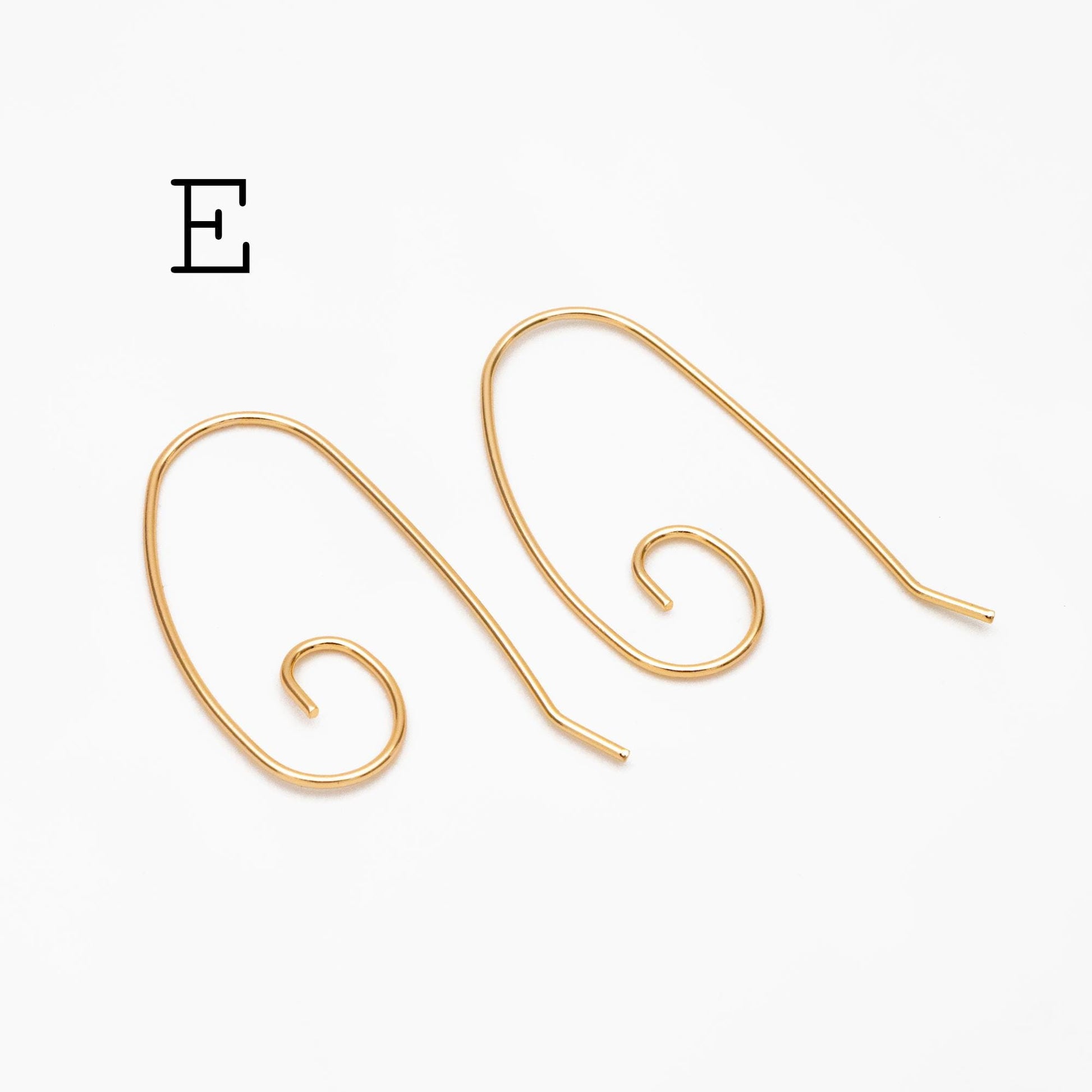 10pcs Gold/ Silver/ Rose Gold Brass Ear Hooks 20x14mm, Simple Earwires Earring Components (GB-947)
