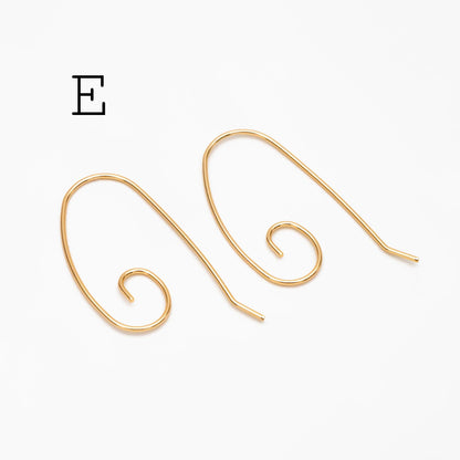10pcs Gold/ Silver/ Rose Gold Brass Ear Hooks 20x14mm, Simple Earwires Earring Components (GB-947)
