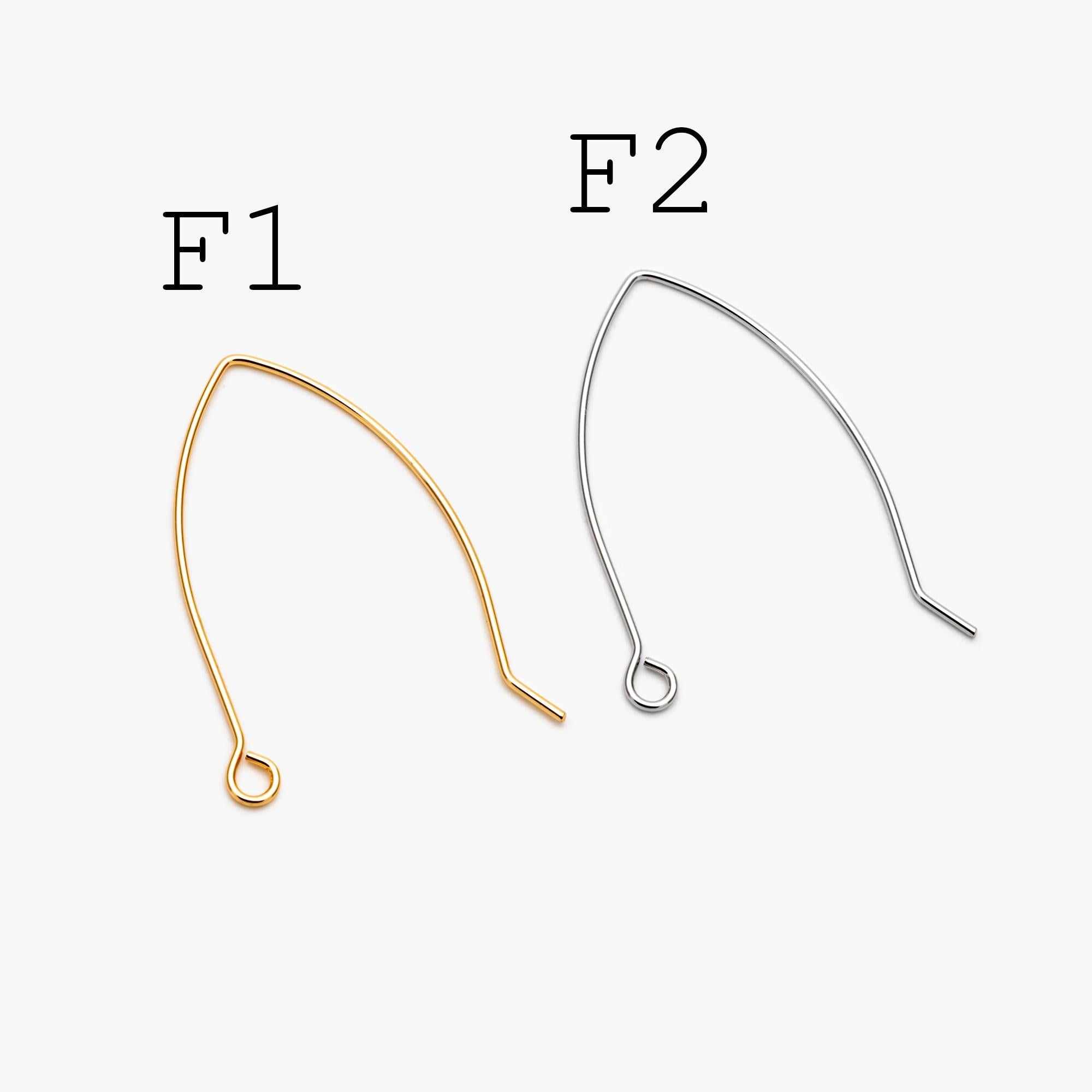 10pcs Gold/ Silver/ Rose Gold Brass Ear Hooks 20x14mm, Simple Earwires Earring Components (GB-947)