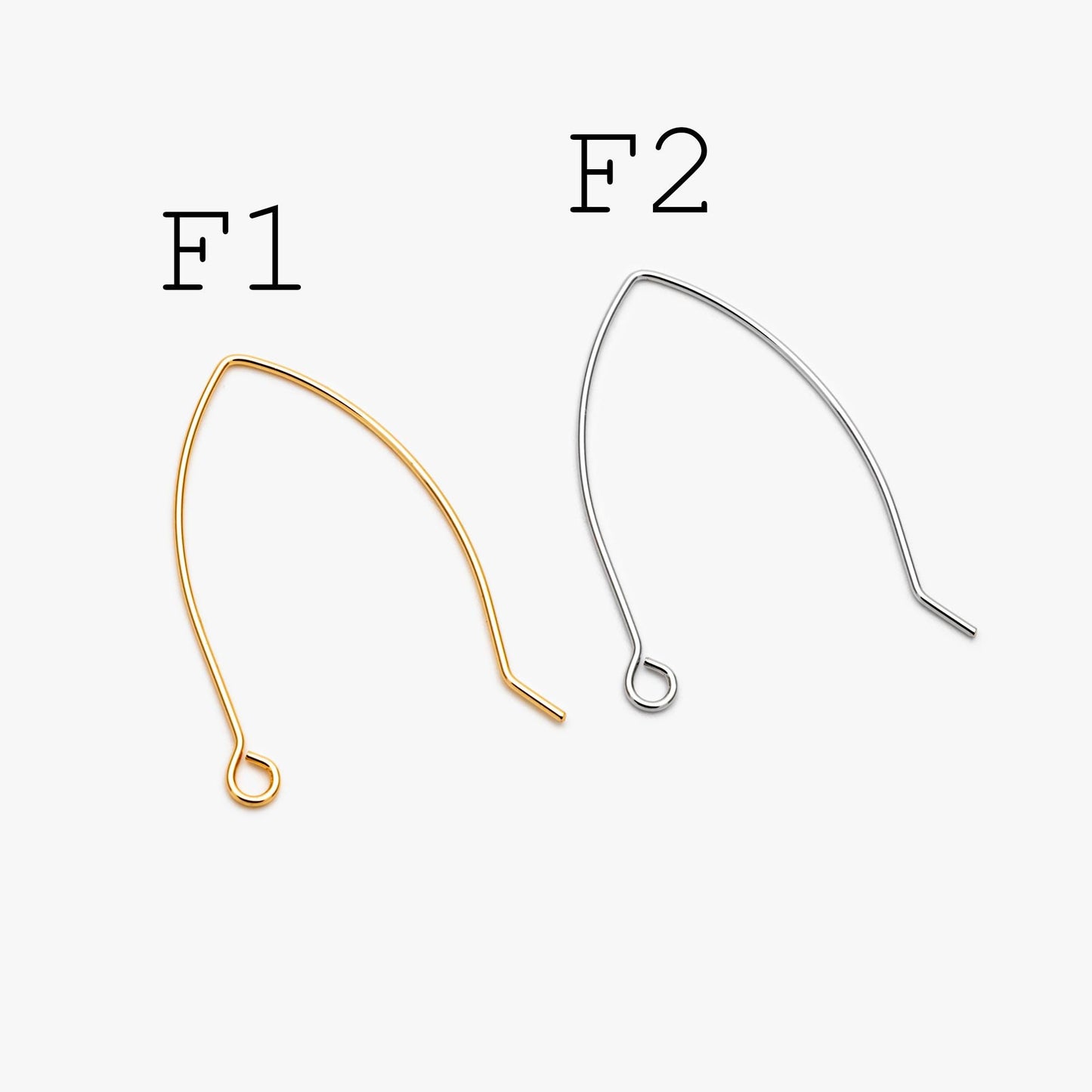 10pcs Gold/ Silver/ Rose Gold Brass Ear Hooks 20x14mm, Simple Earwires Earring Components (GB-947)