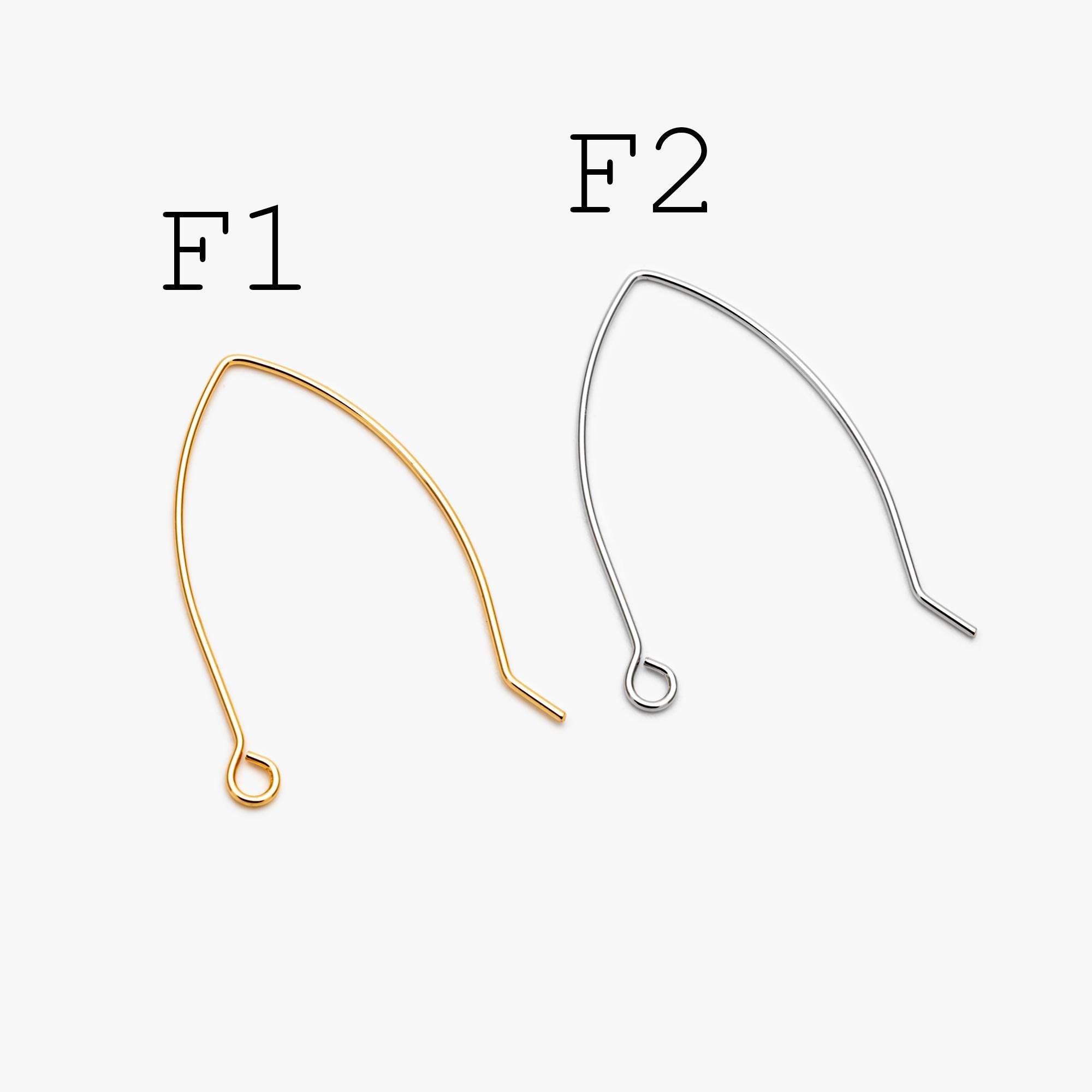 10pcs Gold/ Silver/ Rose Gold Brass Ear Hooks 20x14mm, Simple Earwires Earring Components (GB-947)