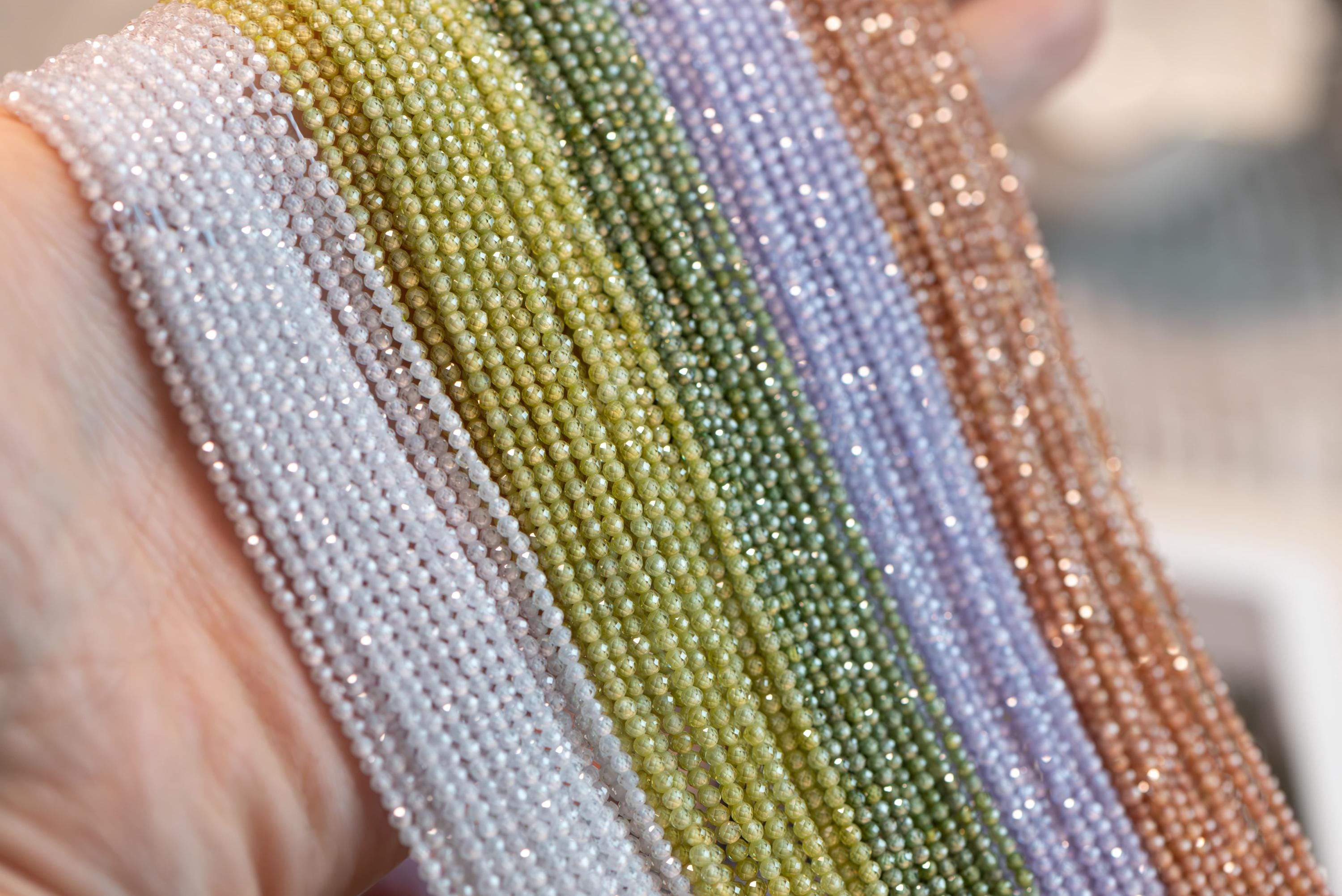 2mm Colorful Zircon Faceted Beads, Tiny Gemstone Beads, Natural Stone Beads for Jewelry Bracelet Making DIY, Full 14.5 Inch Strands (TR-008)