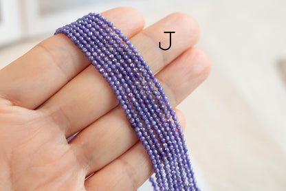 2mm Colorful Zircon Faceted Beads, Tiny Gemstone Beads, Natural Stone Beads for Jewelry Bracelet Making DIY, Full 14.5 Inch Strands (TR-008)