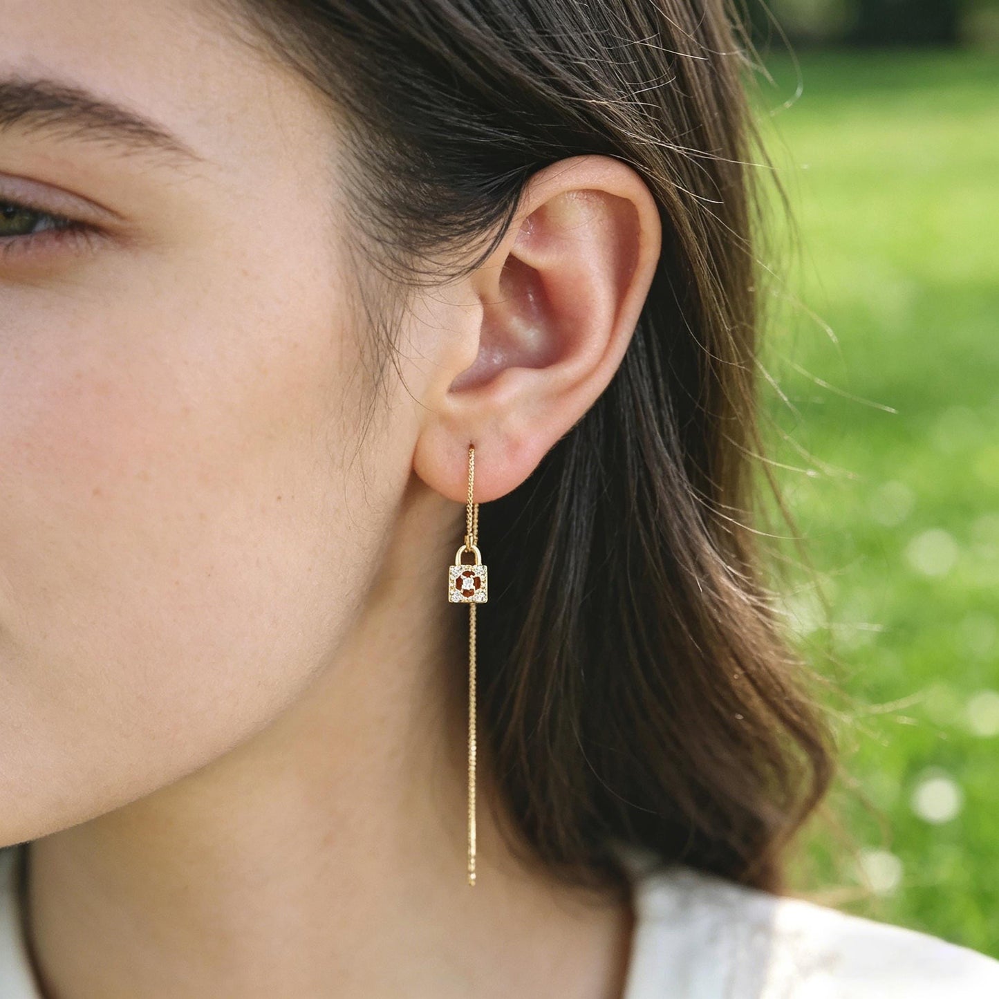 4pcs CZ Pave Gold/ Silver Tone Lock Charms, Real Gold/ Rhodium plated Brass, Mini Lock Pendants (GB-751)