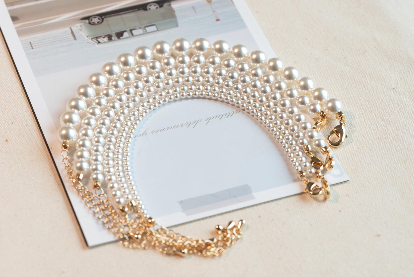 Glass Pearl Bracelet/ Anklet/ Necklaces, Adjustable Quality Crystal Pearl Chain (#LK-627)