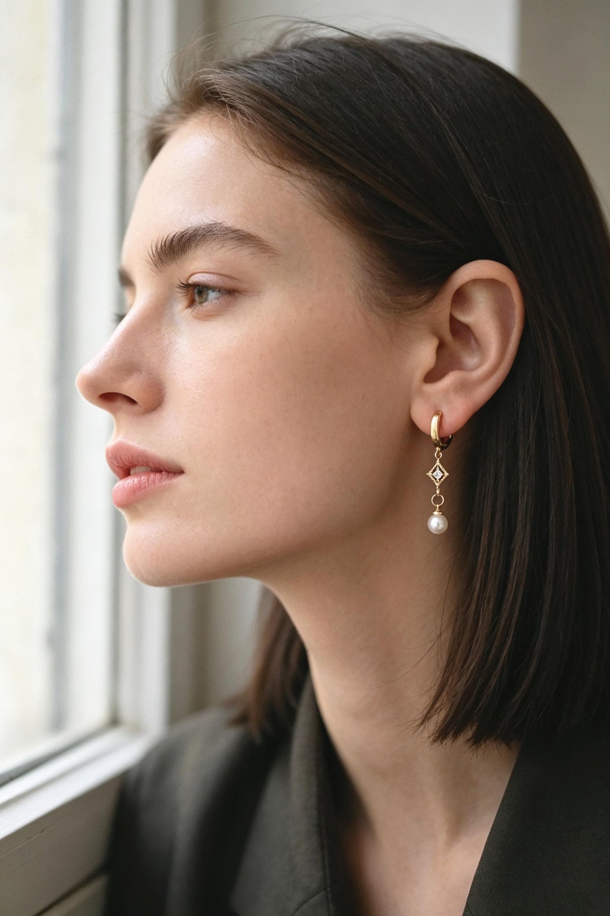 4pcs CZ Pave Gold Geometric Charm Connector, Real Gold plated Brass, Dainty Earring Connector (GB-2535)