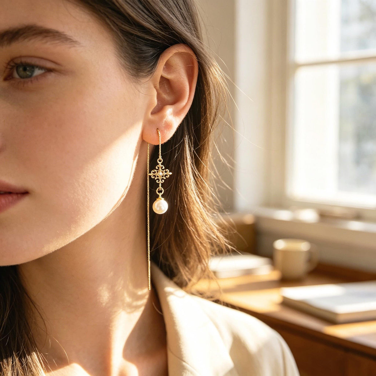 4pcs CZ Pave Gold Geometric Charm Connector, Real Gold plated Brass, Dainty Earring Connector (GB-2535)