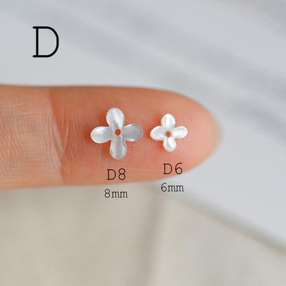 10pcs Mini Shell Flower Beads 6mm, Mother of Pearl Tiny Floral Cabochons, Bridal DIY Accessories Bulk (BK-002)