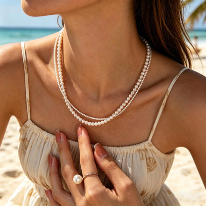 Glass Pearl Bracelet/ Anklet/ Necklaces, Adjustable Quality Crystal Pearl Chain (#LK-627)