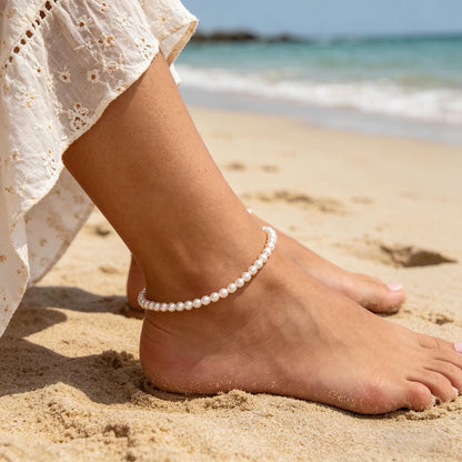 Glass Pearl Bracelet/ Anklet/ Necklaces, Adjustable Quality Crystal Pearl Chain (#LK-627)