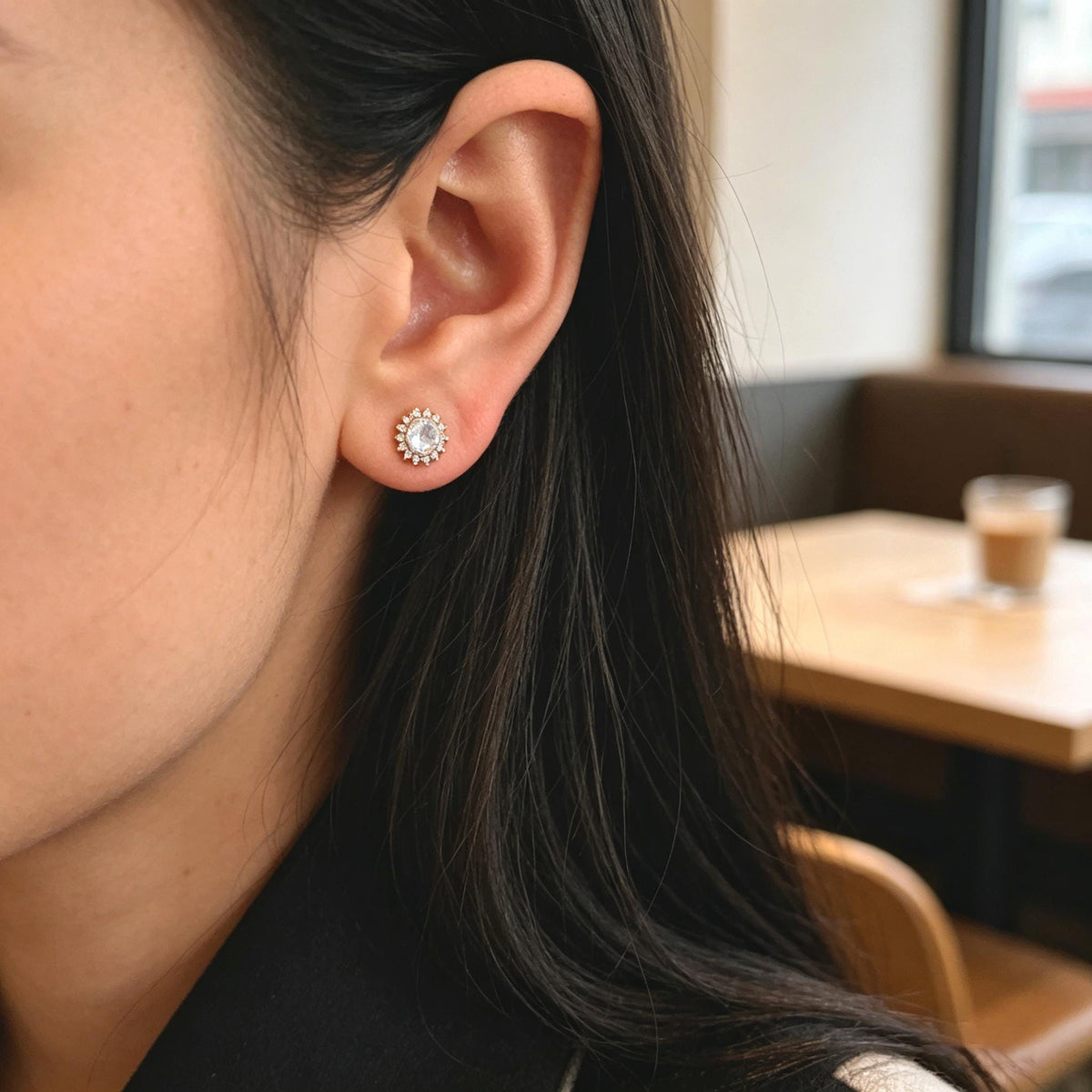 4pcs CZ Pave Gold Flower Earrings, Gold Plated Brass, Jewelry Making, Diy Material, Jewelry Supplies (GB-3371)