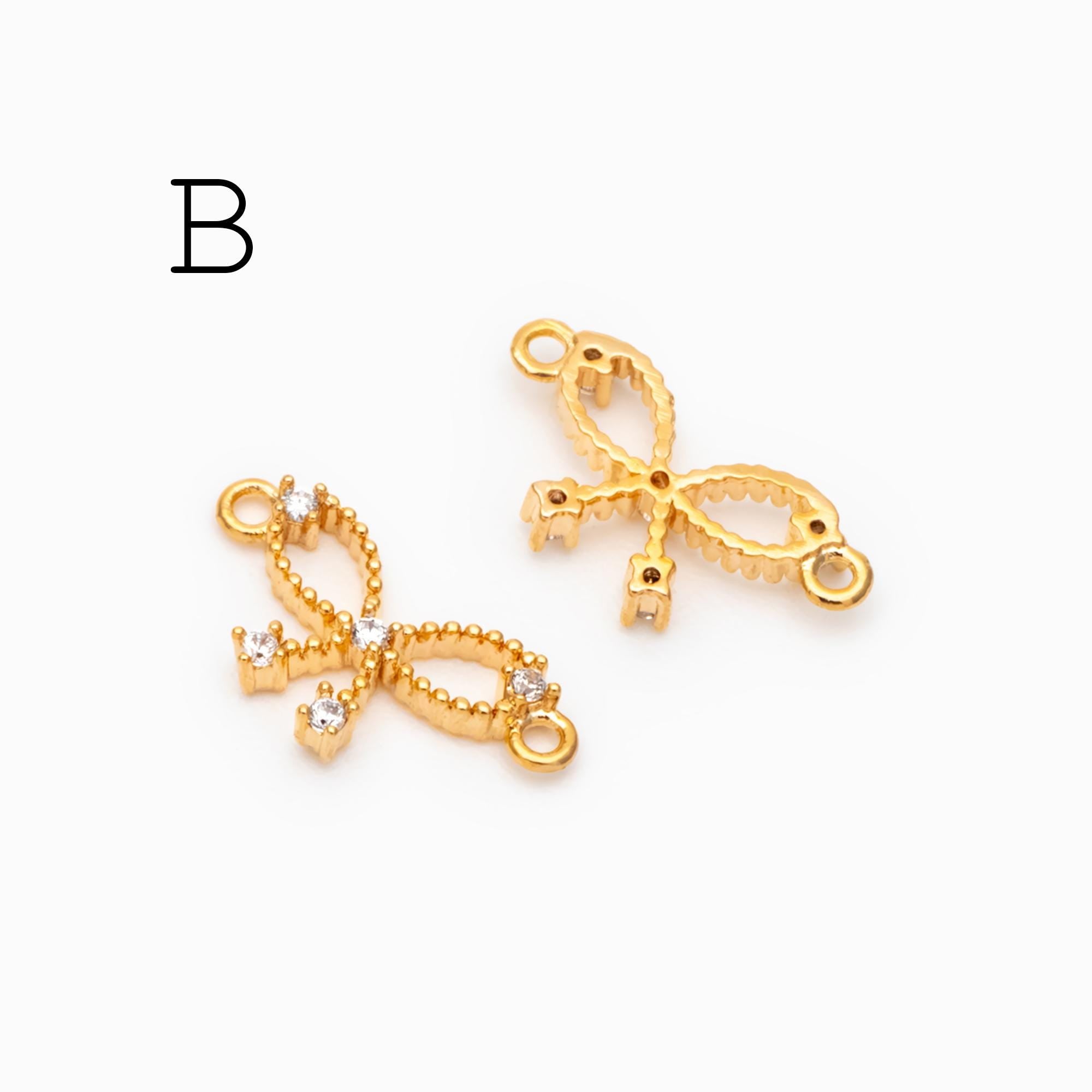 10pcs Gold/ Silver Bowknot Charms 18mm, Christmas Pendants, Bow Knot Pendant (#GB-2745)