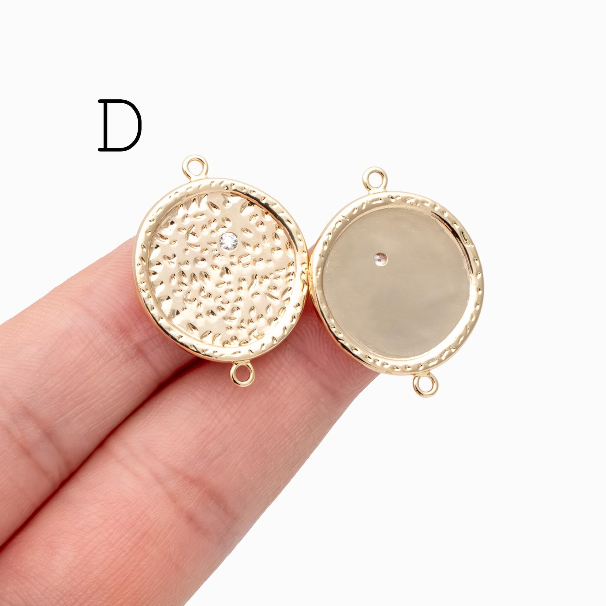 4 pieces CZ pave Gold Saturn Star and Moon Charm Connectors (GB-1221)