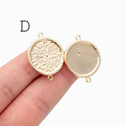4 pieces CZ pave Gold Saturn Star and Moon Charm Connectors (GB-1221)