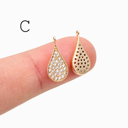 4pcs CZ pave Gold Geometric Connectors , Gold plated Brass Links with 2 Loops, CZ Rhinestone Pave Charm Pendants (GB-160)