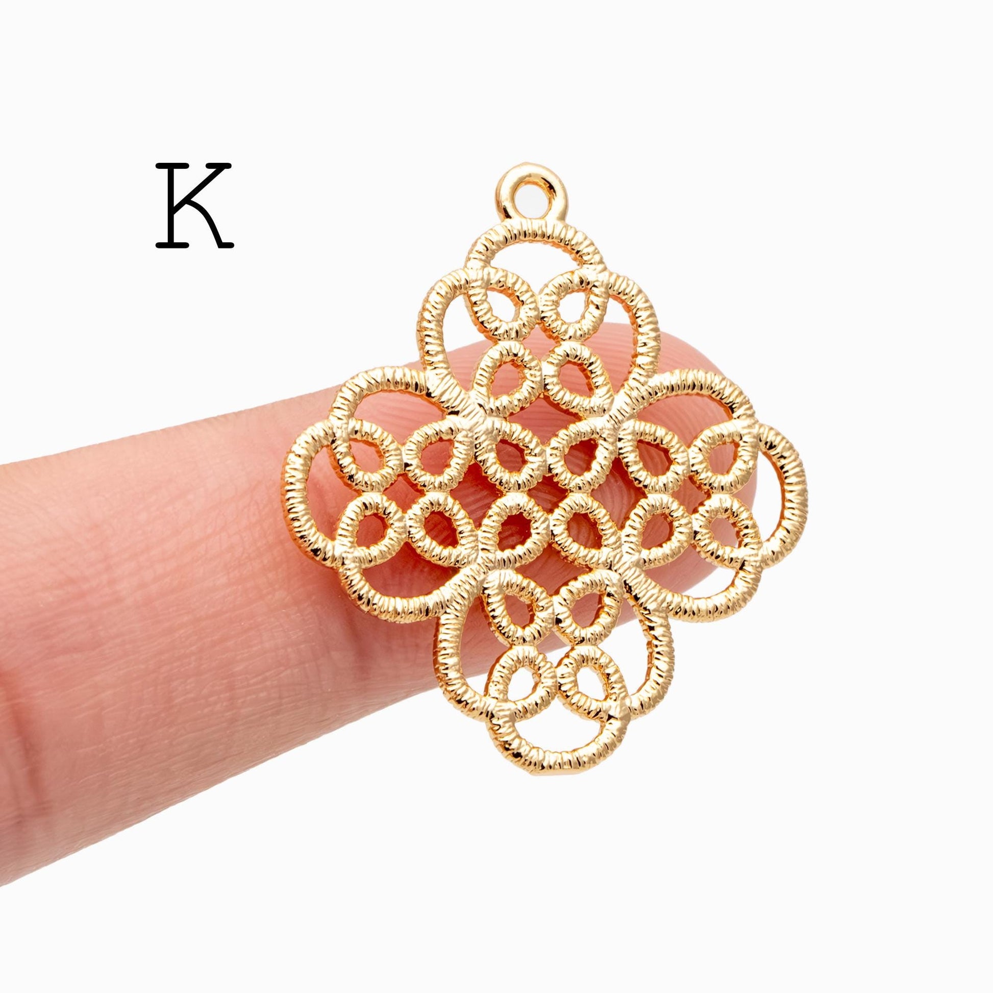 10pcs Gold plated Brass Filigree Charm Pendants, Earring Findings, Jewelry Making, Diy Material, Jewelry Supplies (GB-890)