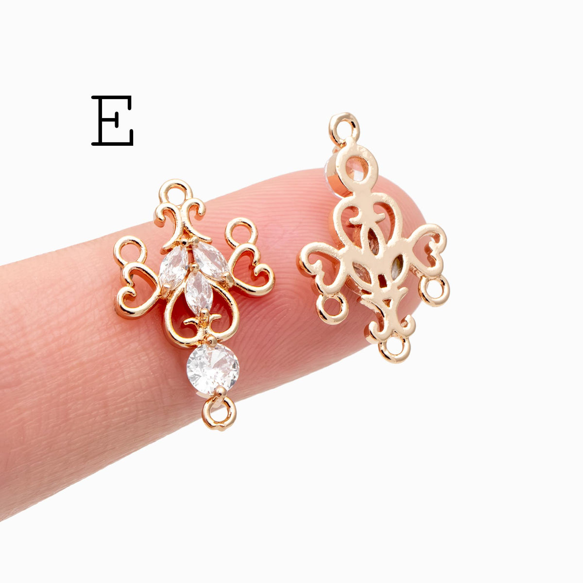 4pcs CZ Pave Gold Geometric Charm Connector, Real Gold plated Brass, Dainty Earring Connector (GB-2535)