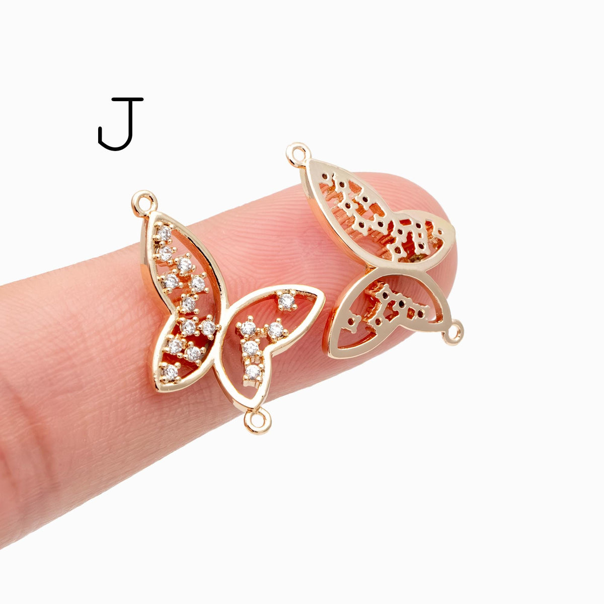 4pcs CZ Pave Gold Geometric Charm Connector, Real Gold plated Brass, Dainty Earring Connector (GB-2535)