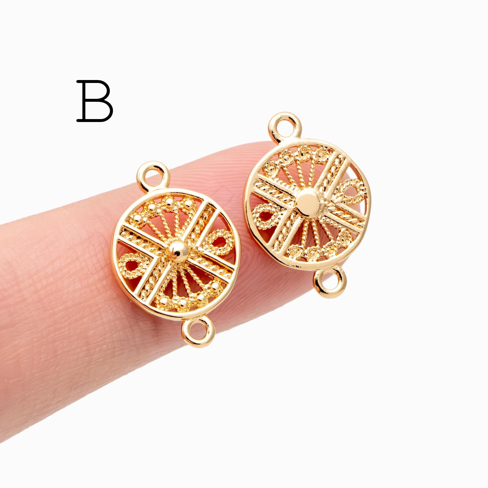10pcs Gold Rhombus Geometric Charms: Geometric Brass Connector Pendants (GB-3091)