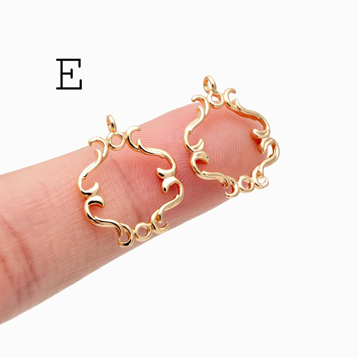 10pcs Gold Rhombus Geometric Charms: Geometric Brass Connector Pendants (GB-3091)