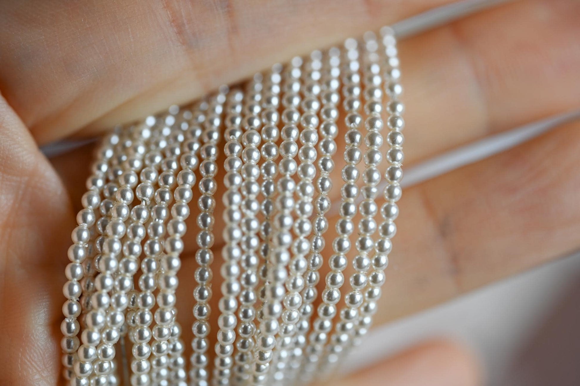 Quality Glass Pearl Beads, Ivory White Crystal Pearls 2-12mm Round, Full Strand 16 Inches (GM-051)