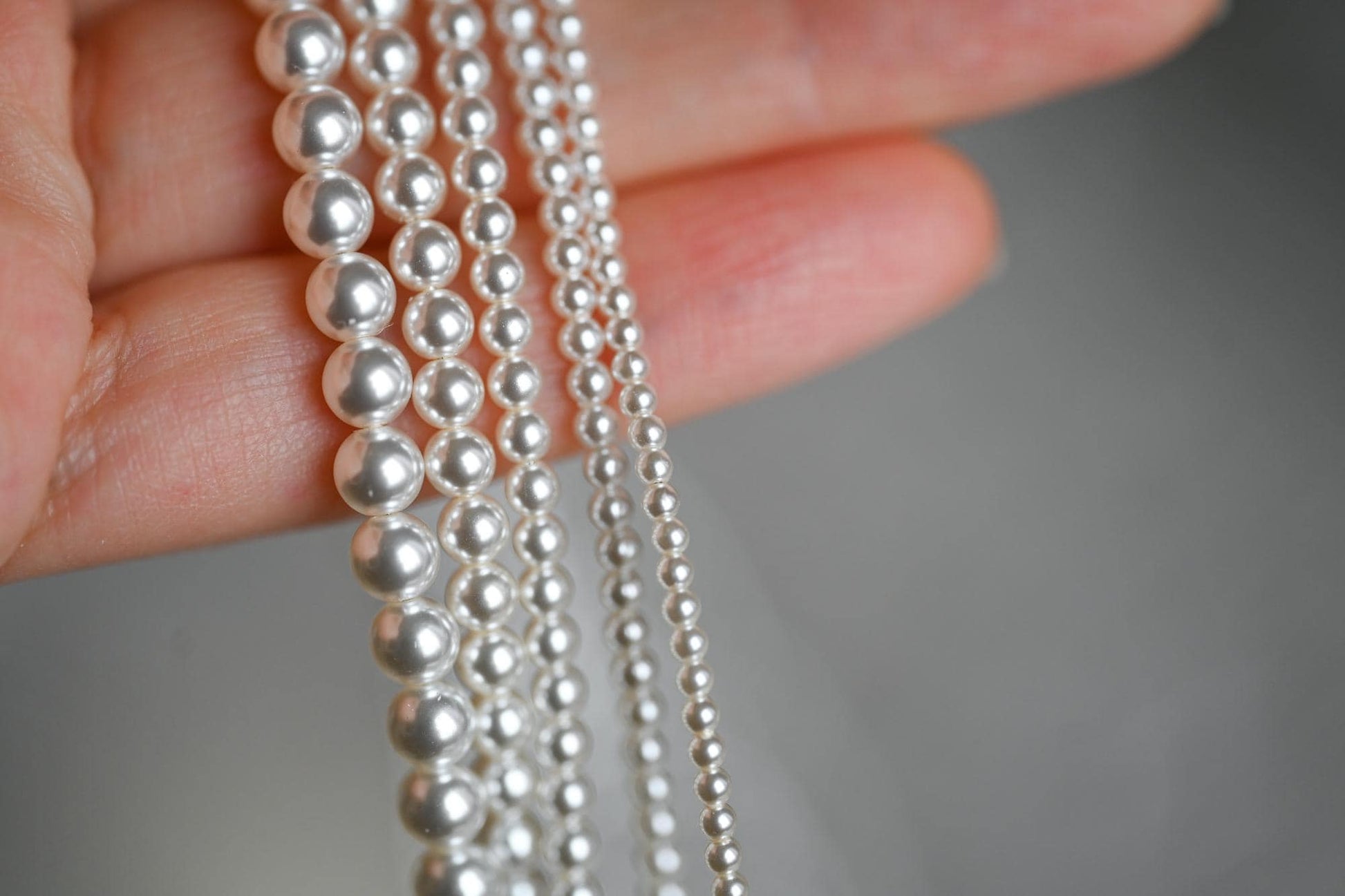 Quality Glass Pearl Beads, Ivory White Crystal Pearls 2-12mm Round, Full Strand 16 Inches (GM-051)