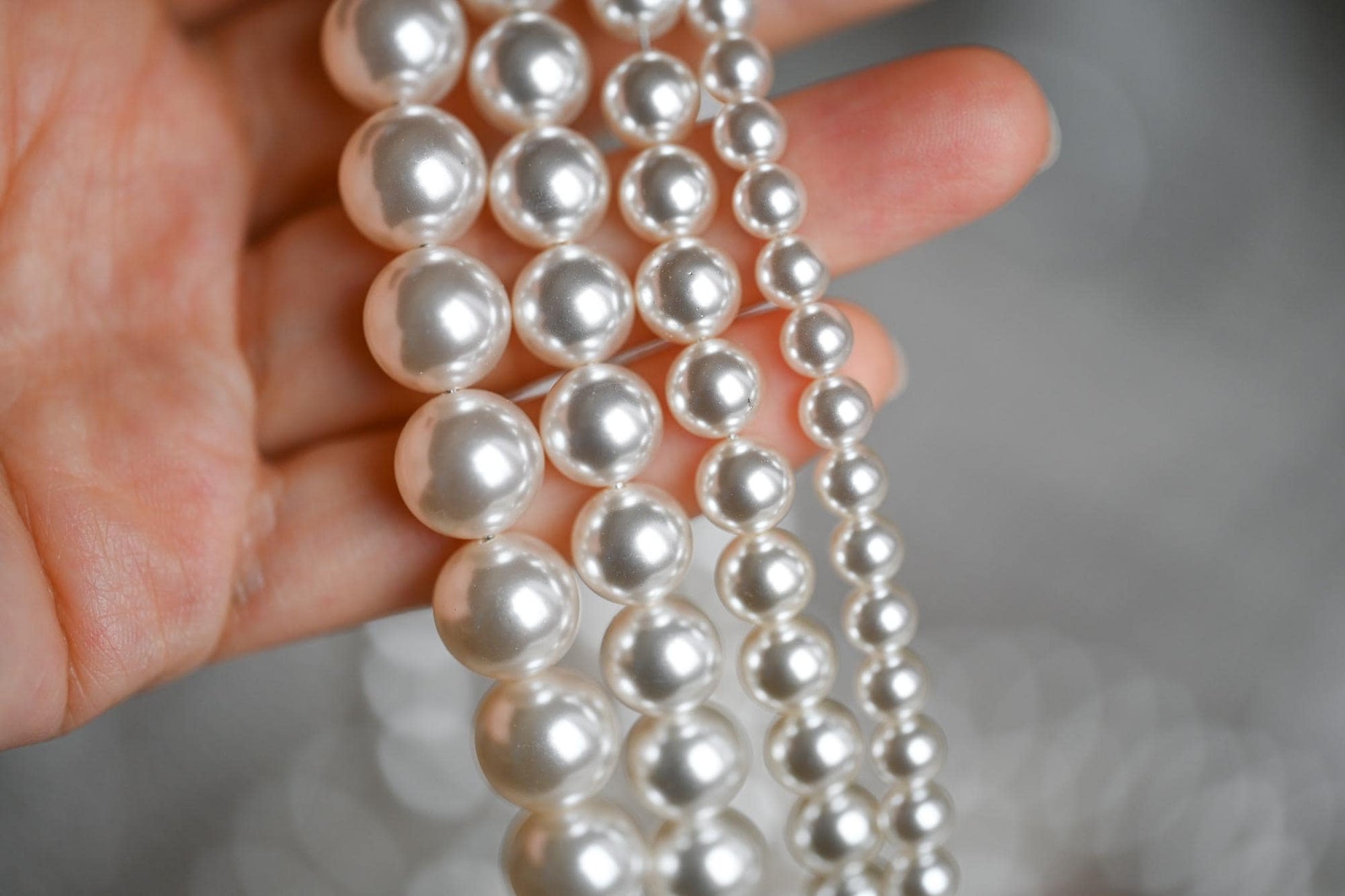 Quality Glass Pearl Beads, Ivory White Crystal Pearls 2-12mm Round, Full Strand 16 Inches (GM-051)