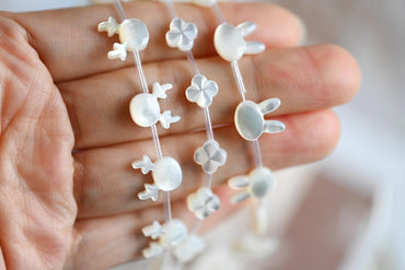 4pcs Double-Sided Shell Beads, Carved Mother of Pearl Beads for DIY Necklace, Handmade Jewelry (BK-005)