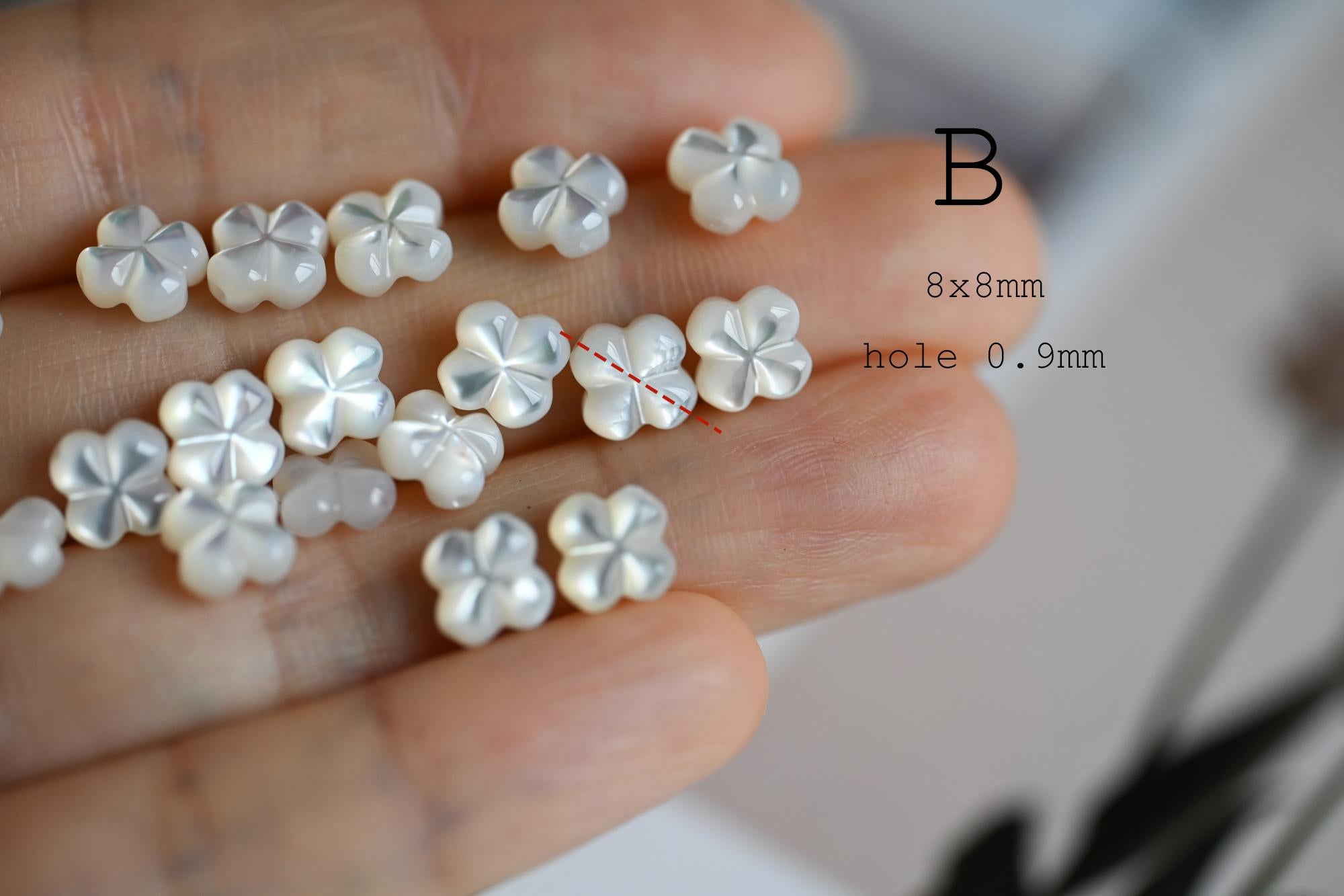 4pcs Double-Sided Shell Beads, Carved Mother of Pearl Beads for DIY Necklace, Handmade Jewelry (BK-005)