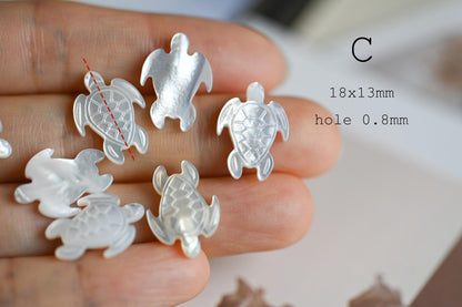 4pcs Single-Sided Carved Shell Beads, Mother of Pearl Animal & Sea Shapes for DIY Bracelet, Handmade Jewelry (BK-006)