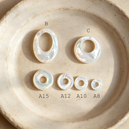 Double Sided Mother of Pearl Ring Charms, Shell Donut Beads, White Shell Circle Pendant, Jewelry Making Supplies (BK-015)