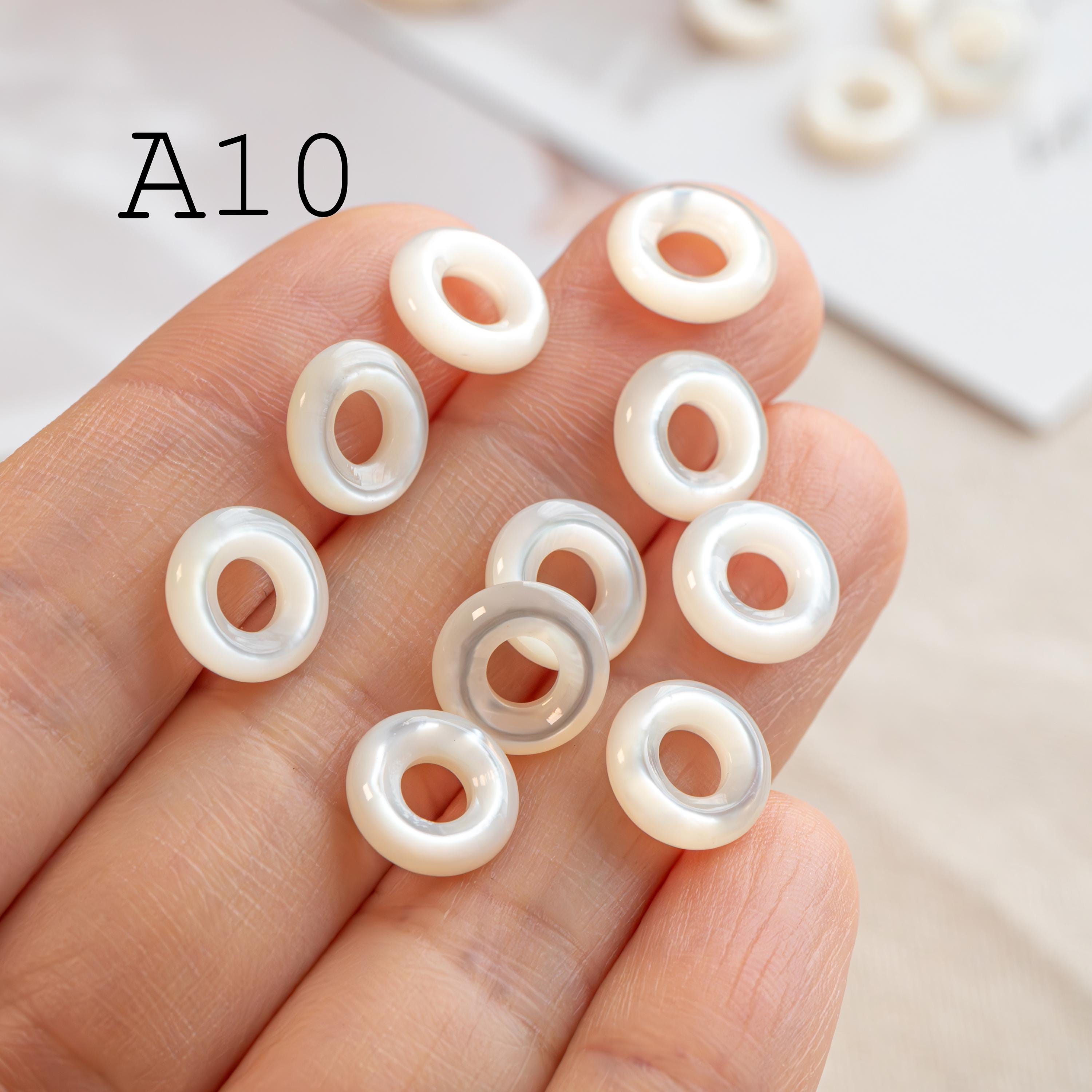 Double Sided Mother of Pearl Ring Charms, Shell Donut Beads, White Shell Circle Pendant, Jewelry Making Supplies (BK-015)