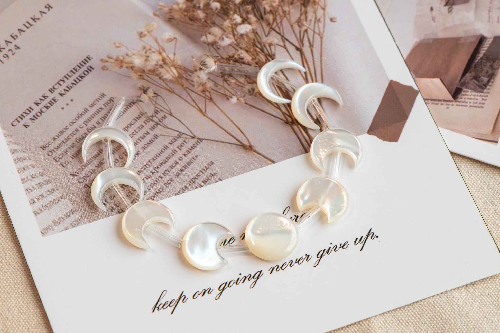 Moon Phase Mother of Pearl Beads, Crescent Shell Charms, White Shell Jewelry Supplies, Celestial Jewelry Beads (BK-035)