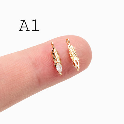 4pcs Gold/ Silver Tone Wing Charms , Real 18K Gold/ Rhodium plated Brass Wing Pendants , Color Not Easily Tarnish (GB-383)