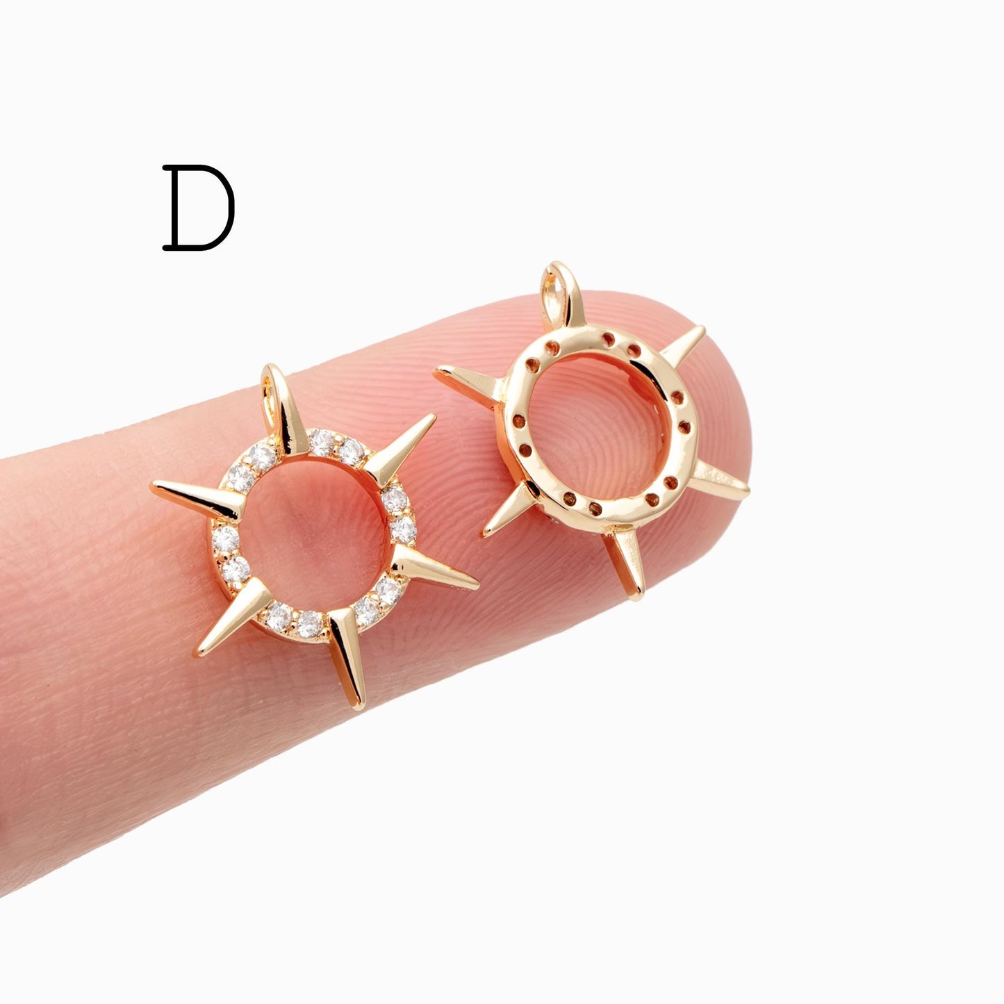 4pcs Gold Sun Charms , 18K Gold plated Brass, Sun Pendants Wholesale (GB-1311)