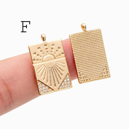 4pcs Gold Sun Charms , 18K Gold plated Brass, Sun Pendants Wholesale (GB-1311)