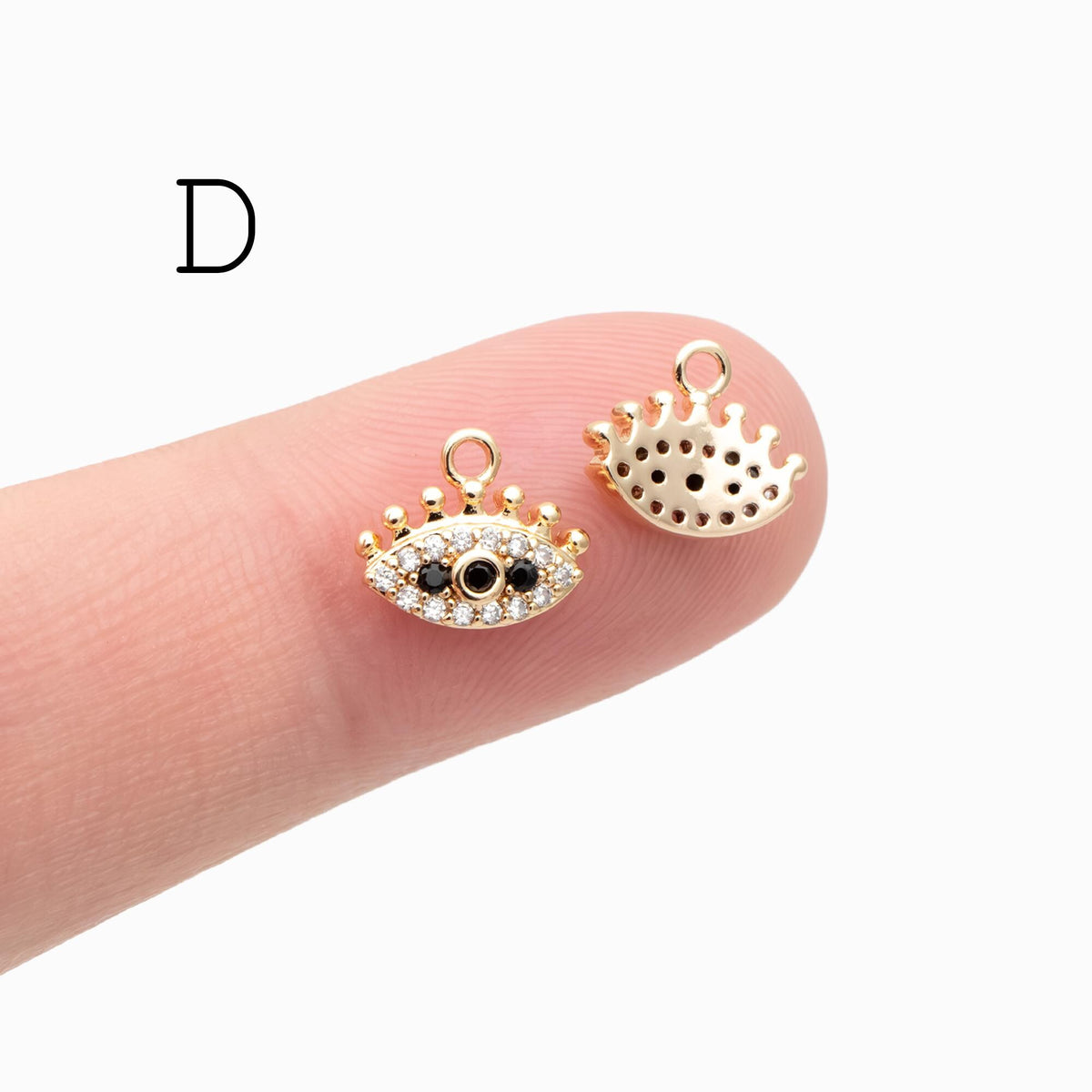 4pcs Gold plated Evil Eye Charms, CZ Pave Eye Pendants, 18K Gold plated Brass, Mystic Eye Jewelry Findings Supplies (GB-1819)