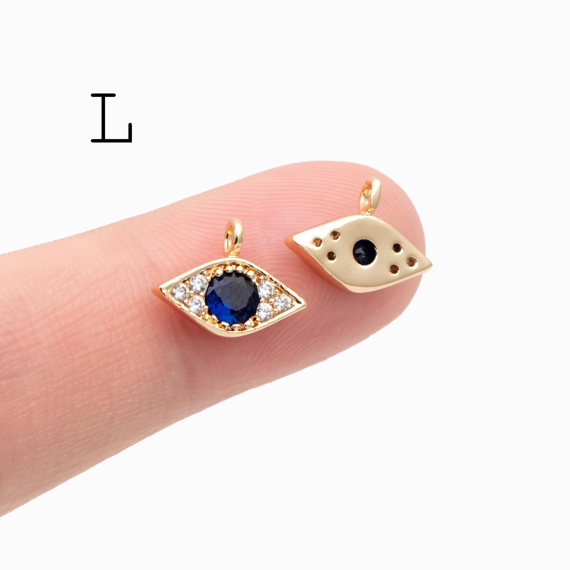 4pcs Gold plated Evil Eye Charms, CZ Pave Eye Pendants, 18K Gold plated Brass, Mystic Eye Jewelry Findings Supplies (GB-1819)