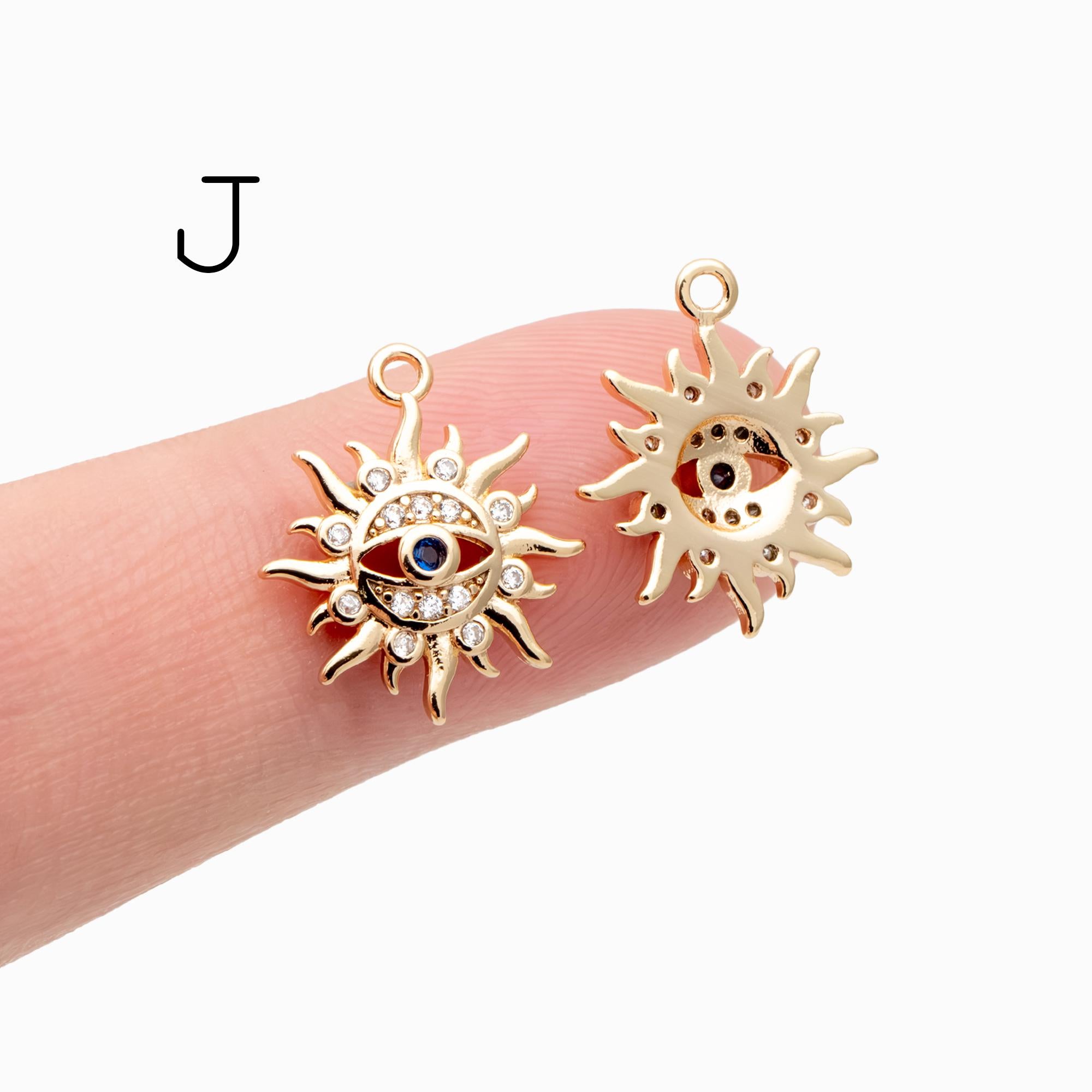 4pcs Gold plated Evil Eye Charms, CZ Pave Eye Pendants, 18K Gold plated Brass, Mystic Eye Jewelry Findings Supplies (GB-1819)