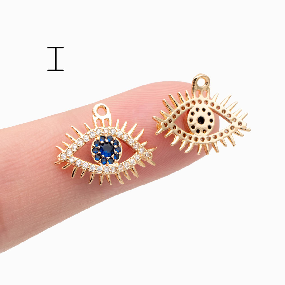 4pcs Gold plated Evil Eye Charms, CZ Pave Eye Pendants, 18K Gold plated Brass, Mystic Eye Jewelry Findings Supplies (GB-1819)